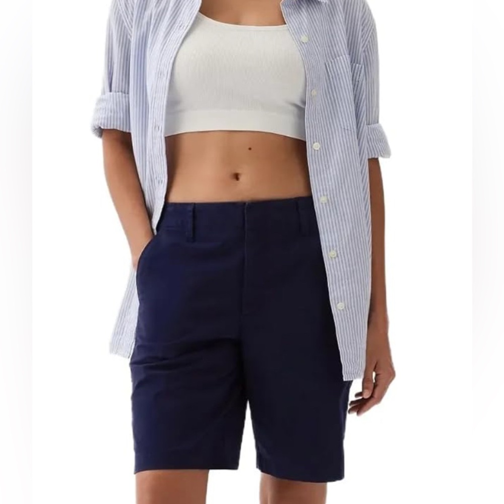 GAP women’s navy blue 9” BERMUDA SHORT size 0 stretch high rise new
